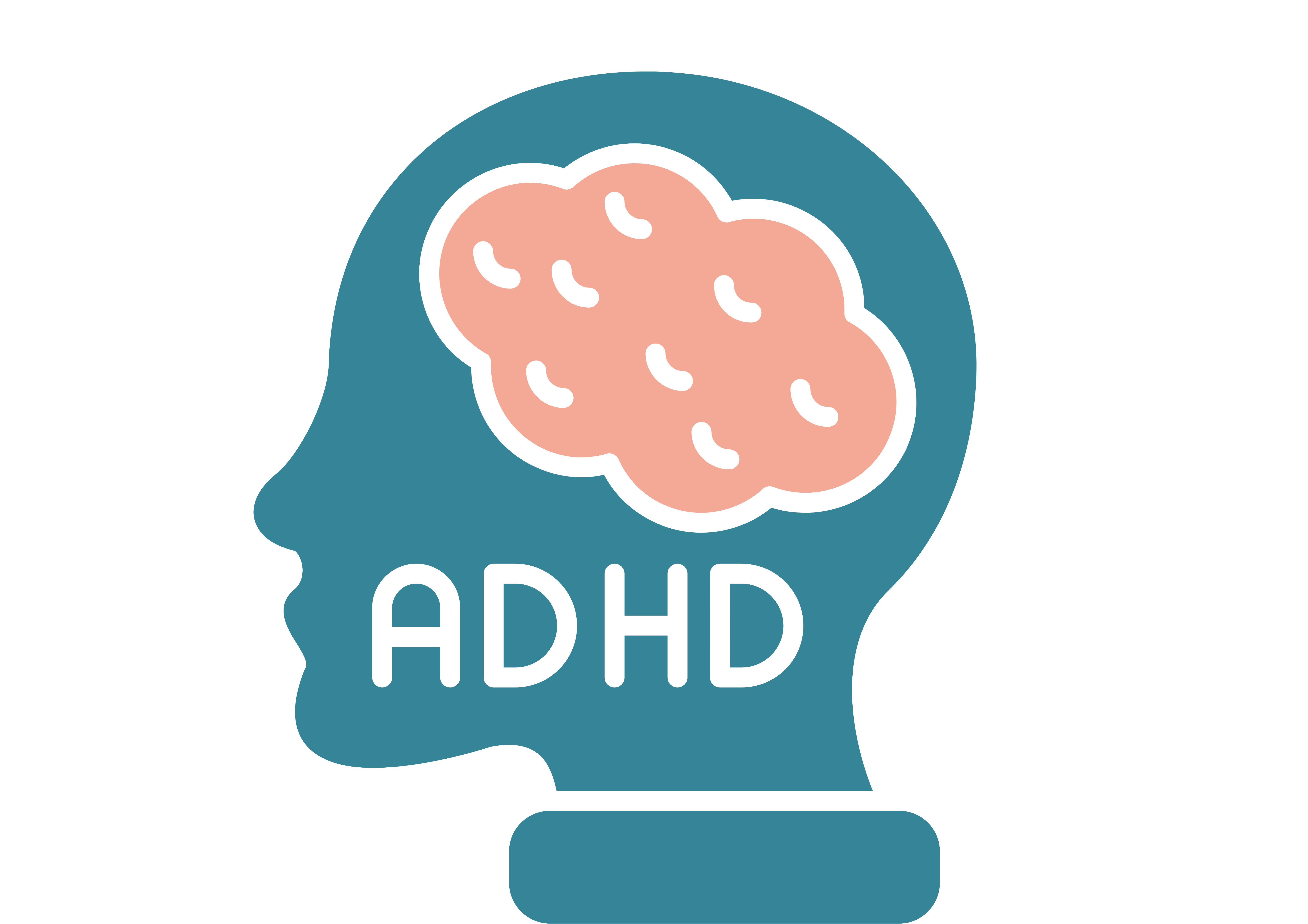 Brain illustration showing ADHD neuroscience